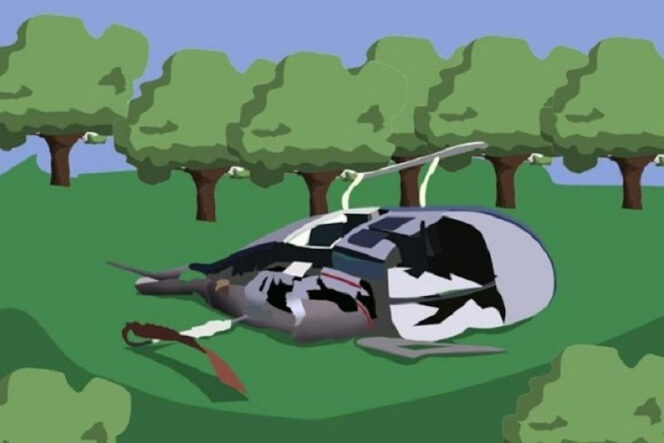 
 ilustrasi helikopter jatuh  