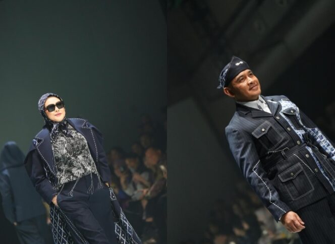 
 KEREN - Bupati & Ketua Dekranasda Tanah Laut tampilkan kain sasirangan di Plaza Indonesia Men's Fashion Week 2025. Foto: MC Tala
