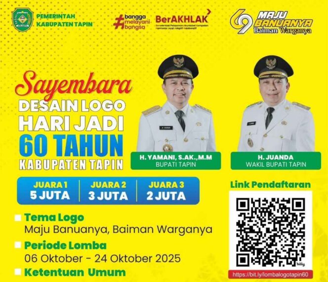 
 Pemkab Tapin Gelar Sayembara Desain Logo Hari Jadi ke-60, Ajak Warga Tunjukkan Kreativitas untuk Daerah
